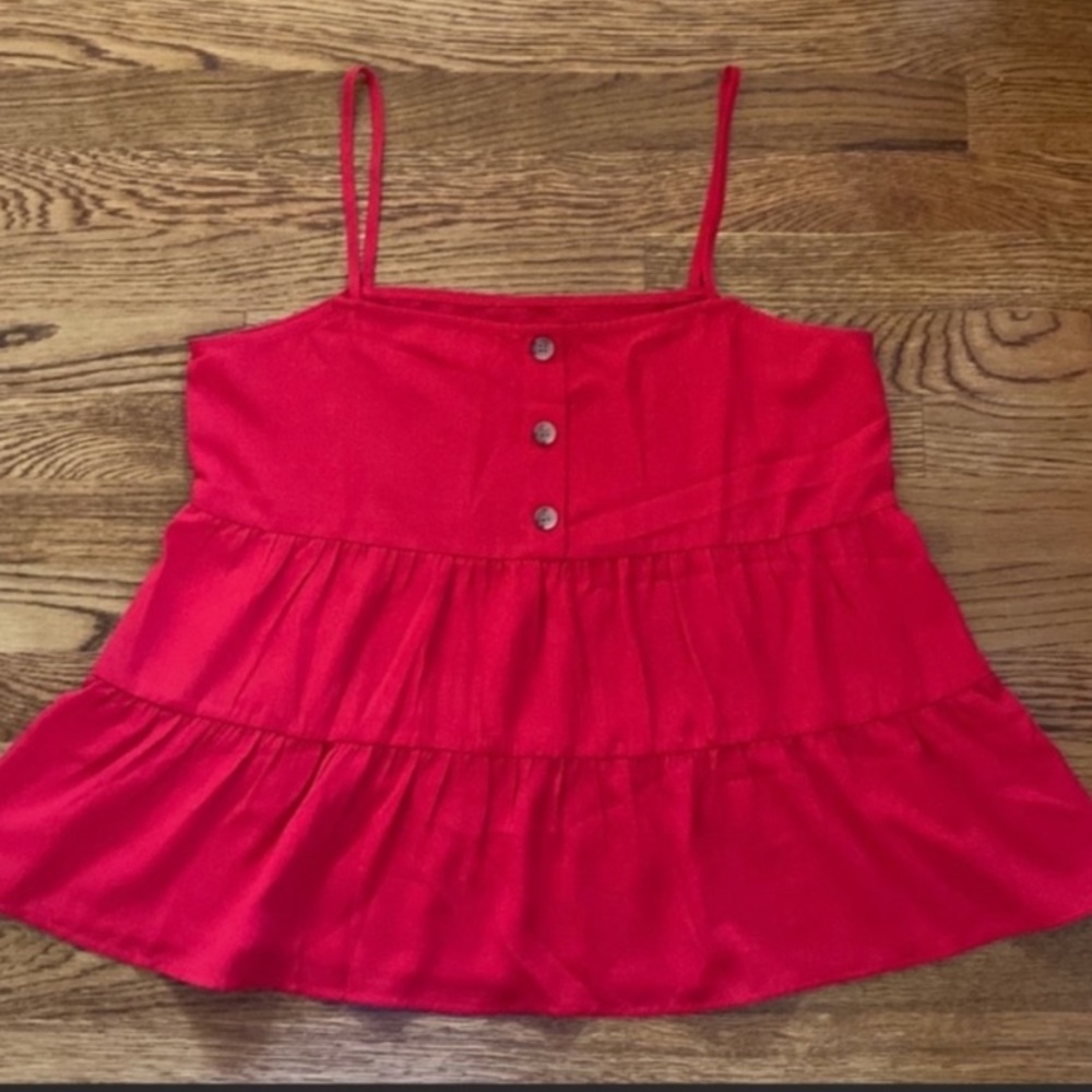 Boutique red ruffle tank